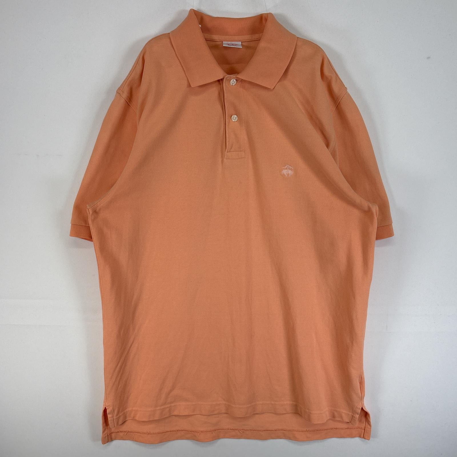 古着 90's/90年代 ブルックスブラザーズ Brooks Brothers 鹿の子 半袖 ポロシャツ ロゴ 刺繍 2ボタン PERFORMANCE POLO M  オレンジ 無地 メンズ