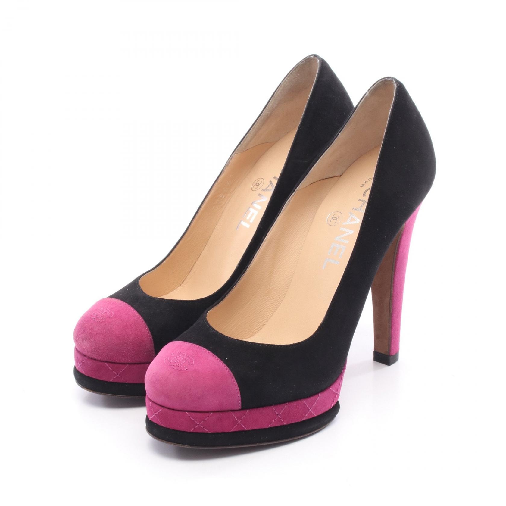 シャネル CHANEL ココマーク パンプス 靴 スウェード レディース ブラック系 / ピンク系 G28461 【中古】