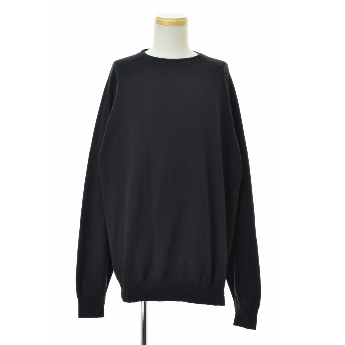 COMOLI LW Cotton French Terry Crew Neck "Black"