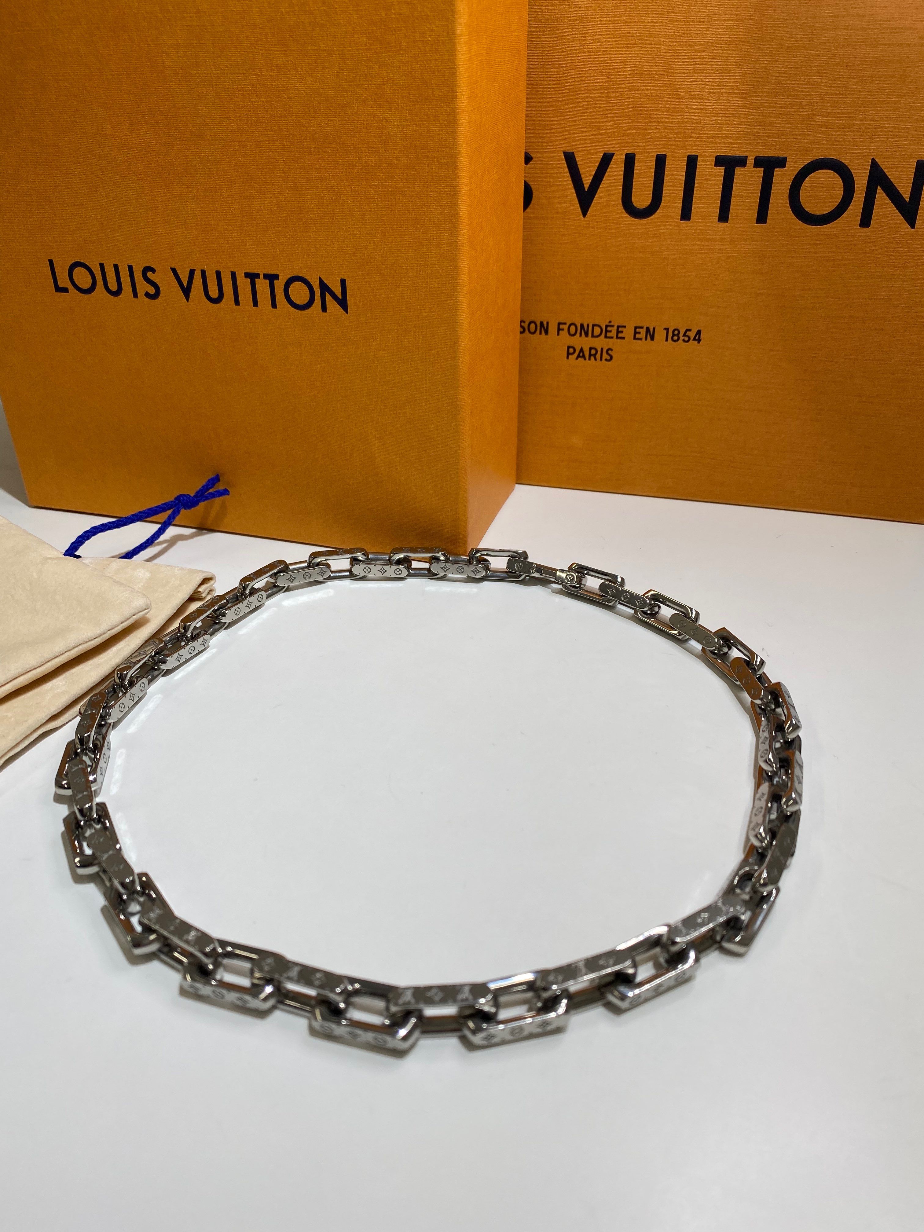 Louis Vuitton Monogram Chain Necklace "Silver"