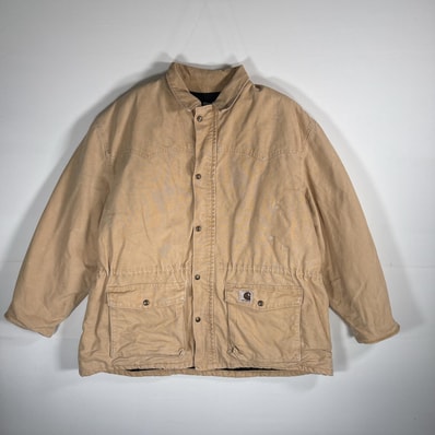 古着 カーハート Carhartt カバーオール ダックジャケット 襟コーデュロイ キルティングライナー ベージュ系 メンズ