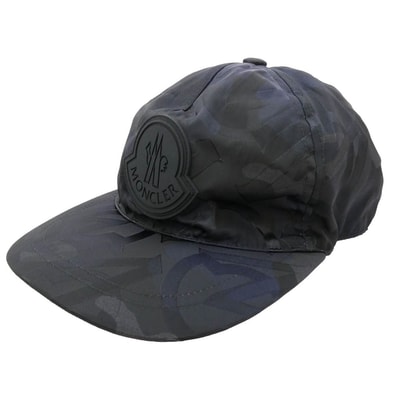 MONCLER モンクレール キャップ G10913B77200 53A6Y モンクレールジャパンタグ BERRETO BASEBALL 総柄 ラバーワッペン付 ベースボールキャップ 帽子 ブラック系【中古】