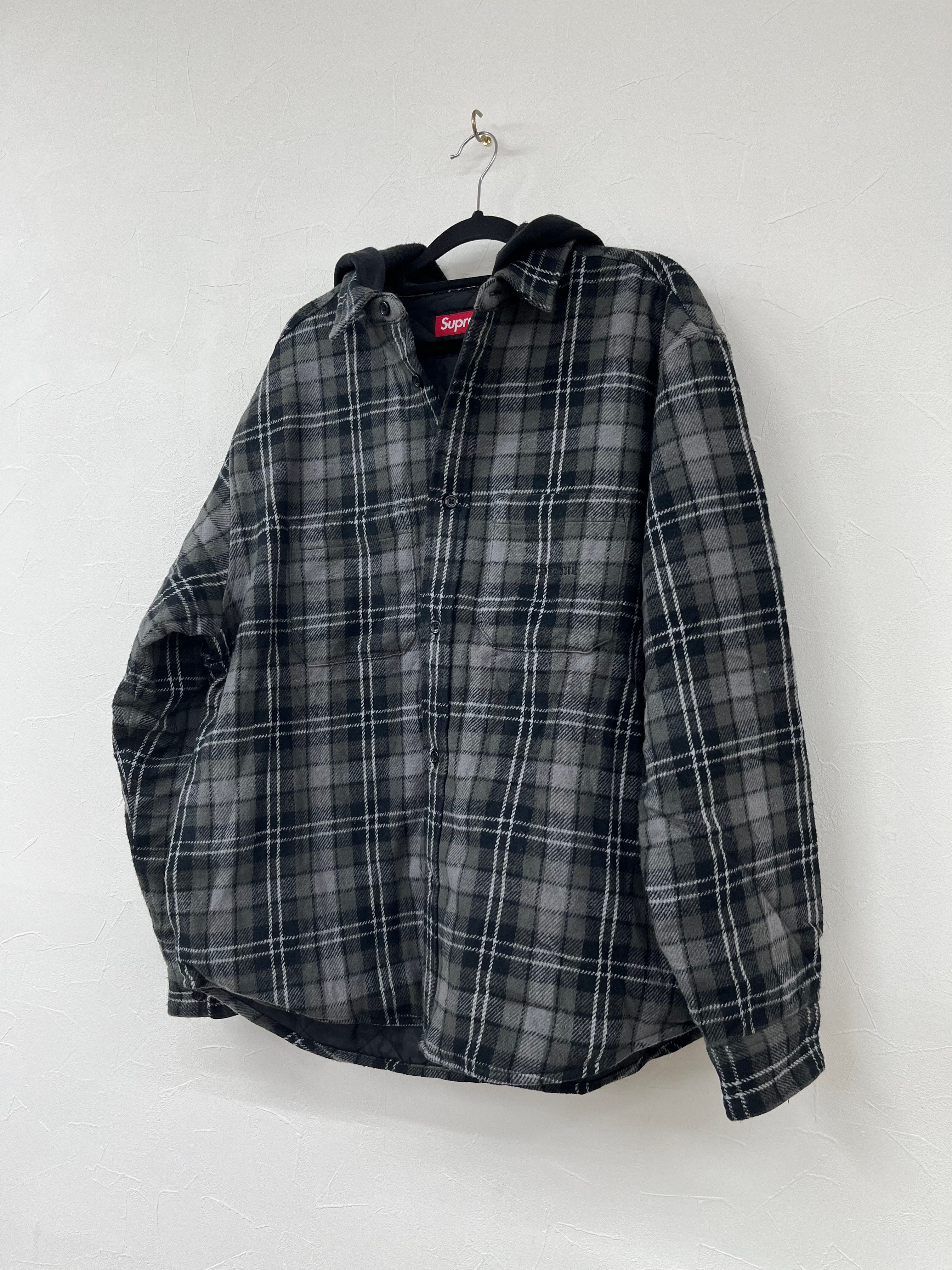 Supreme Tartan Flannel Hooded Shirt "Black"