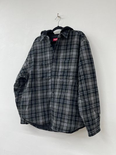 Supreme Tartan Flannel Hooded Shirt "Black"
