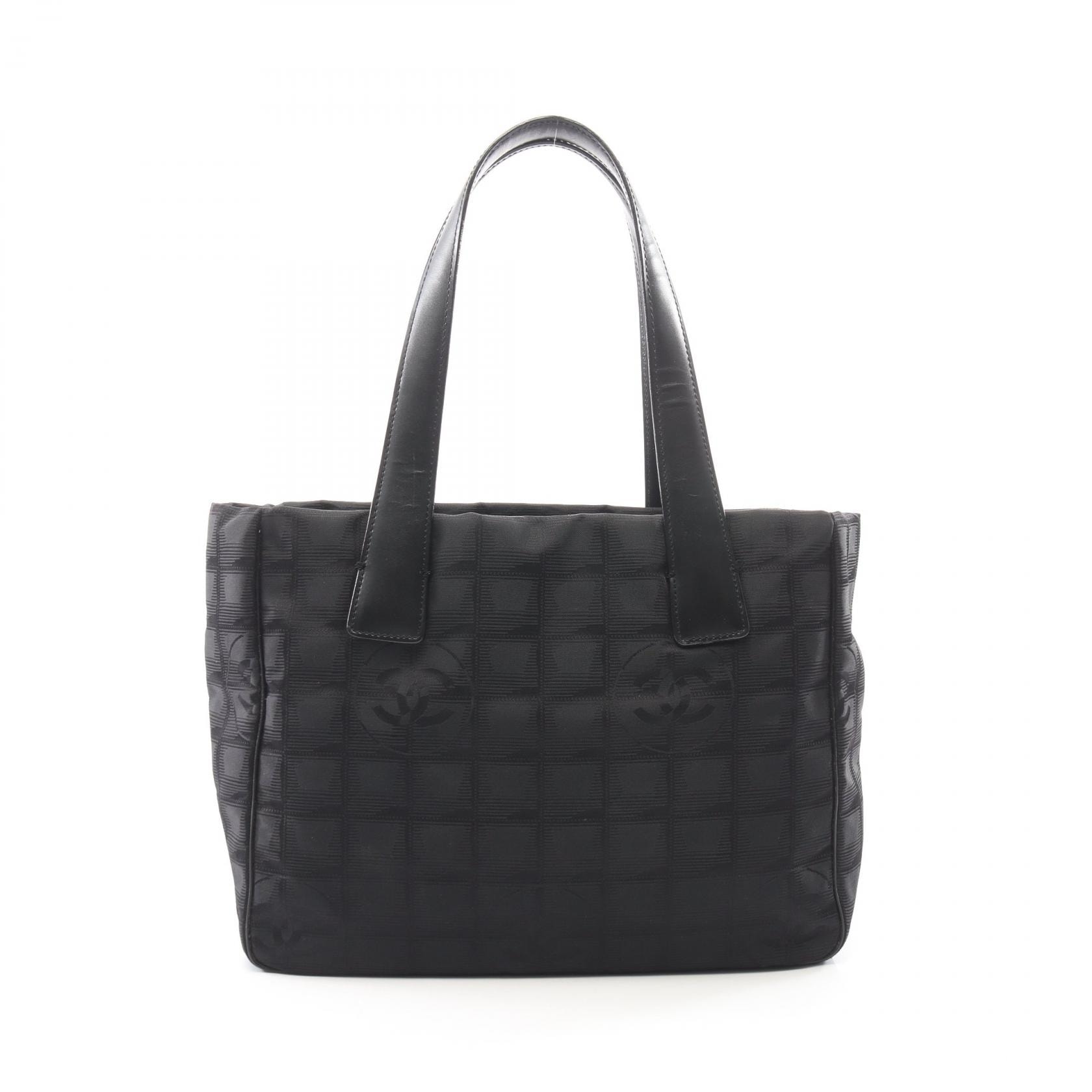 シャネル CHANEL ニュートラベルラインPM トートバッグ バッグ レザー ナイロンキャンバス レディース ブラック系 A20457 【中古】