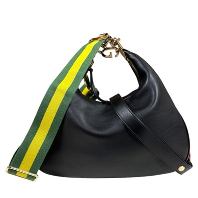 グッチ アタッシェミディアム ショルダーバッグ レザー 702823 ブラック レディース GUCCI 中古