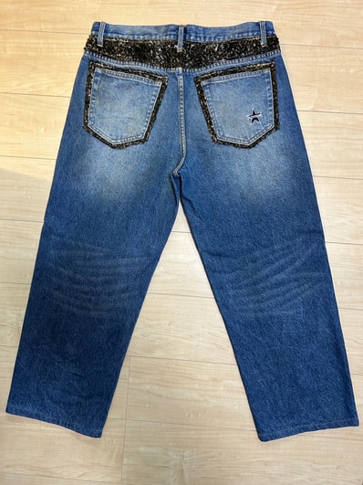 Supreme Leopard Faux Fur Loose Fit Jean "Washed Indigo"