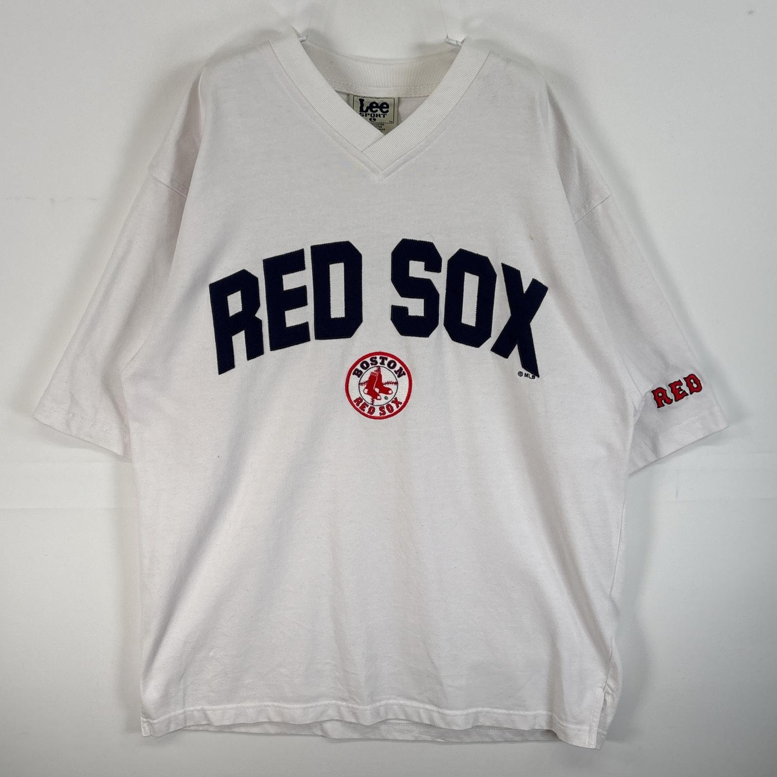 古着 リー Lee 半袖Tシャツ MLB レッドソックス 袖 正面 刺繍 スウェット生地 L  ホワイト 無地 メンズ