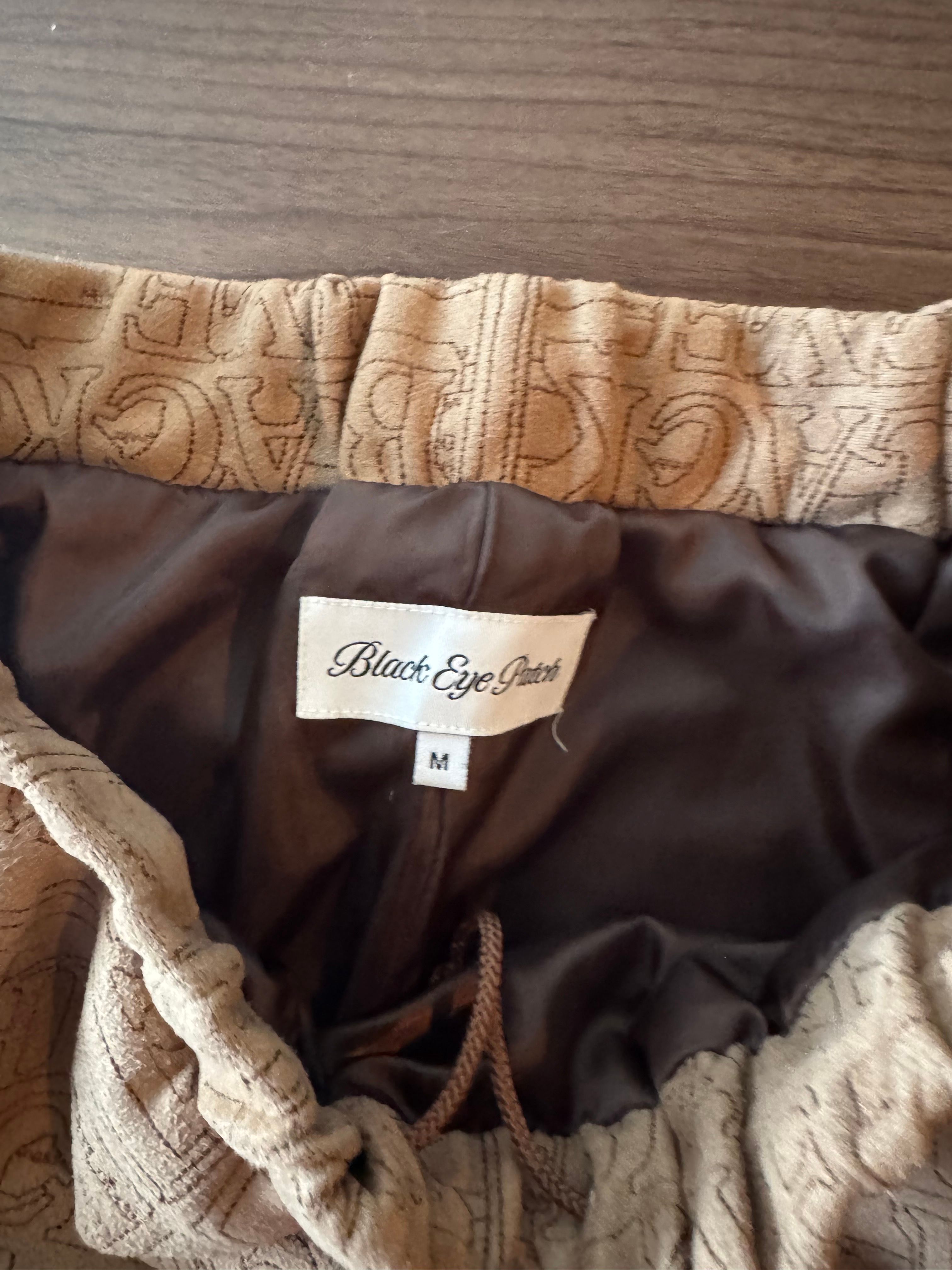 Black Eye Patch Priority Label Fake Suede Track Pants "Brown"
