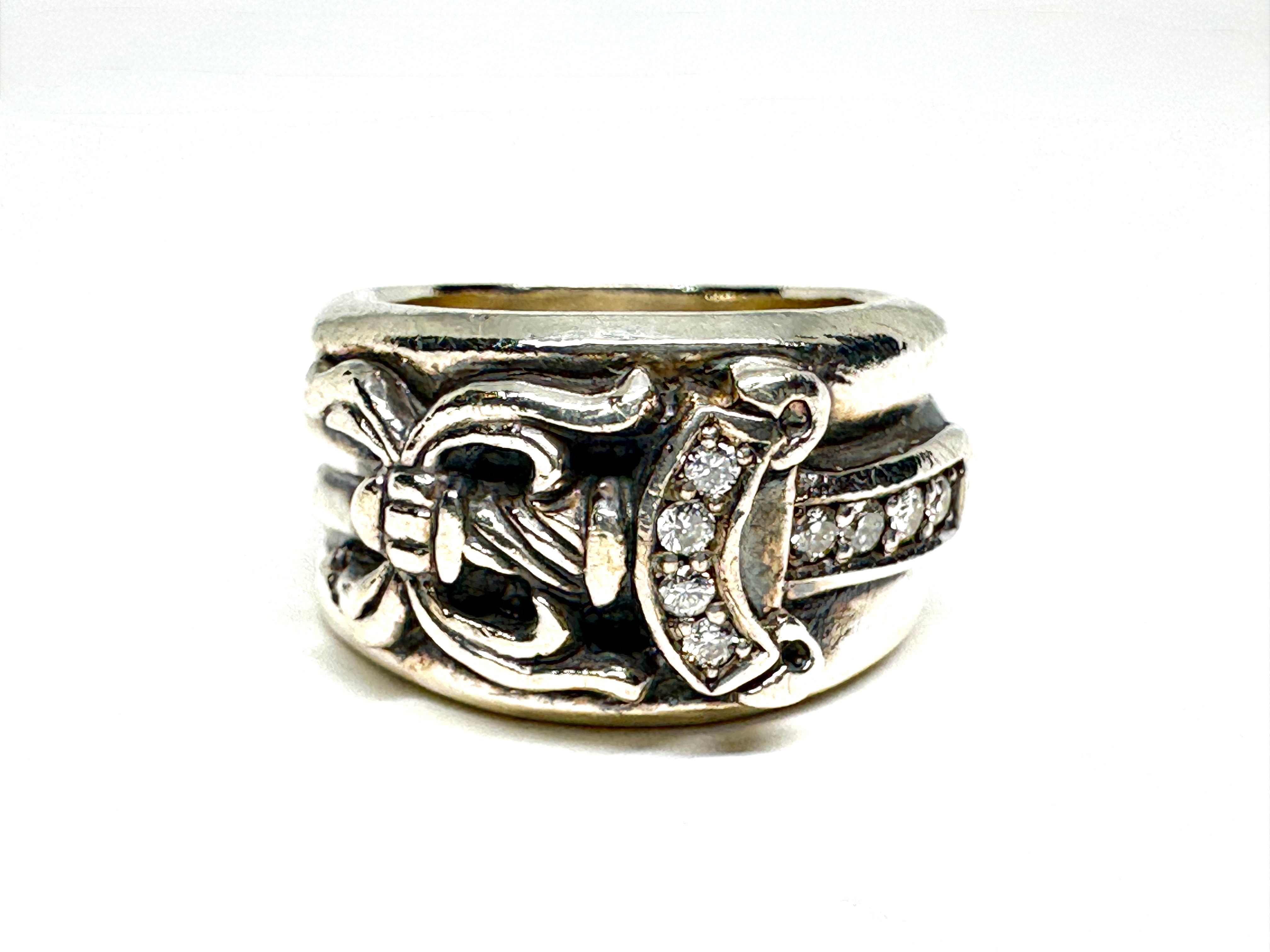 Chrome Hearts Dagger Ring Pave Diamond "Silver/Clear"