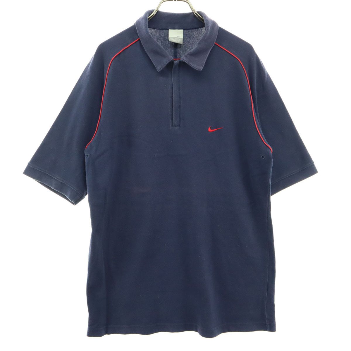 NIKE ナイキ スウッシュ 半袖 ハーフジップ スウェット XL ネイビー