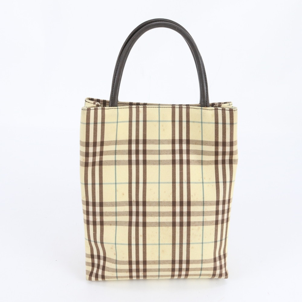 バーバリー チェックハンドバッグ レザー×ナイロン