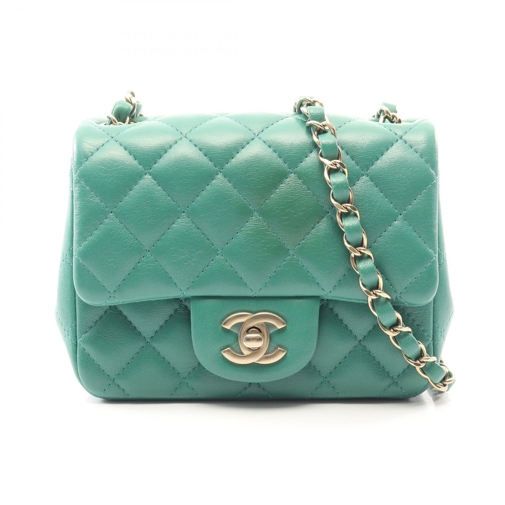 シャネル CHANEL ミニマトラッセ ショルダーバッグ バッグ ラムスキン(羊革) レディース グリーン系 【中古】
