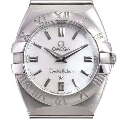 値下 オメガ OMEGA 1581.70 コンステレーション ダブルイーグル ホワイトシェル クォーツ レディース 良品 腕時計 □#150263