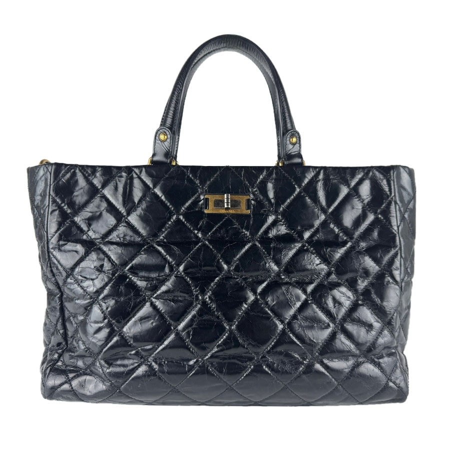 シャネル CHANEL ハンドバッグ ショルダーバッグ 2.55 レザー ブラック レディース【中古】 z9252