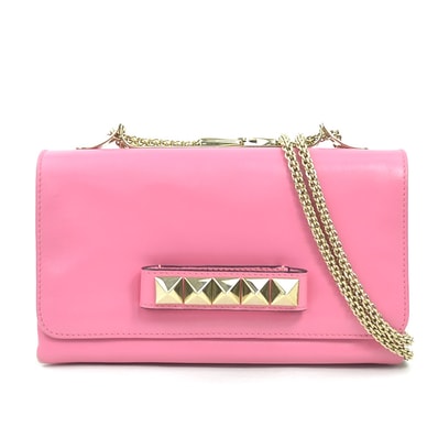ヴァレンティノ ガラヴァーニ Valentino Garavani ショルダーバッグ クラッチバッグ レザー ピンク レディース【中古】 r10961a