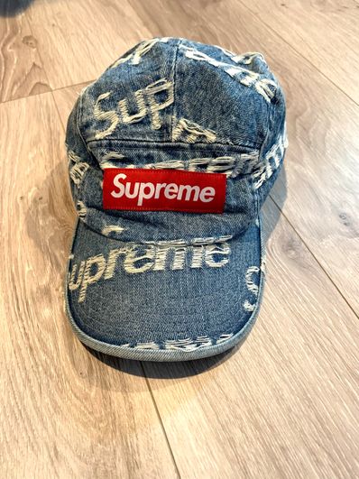 Supreme Frayed Logos Denim Camp Cap "Blue"