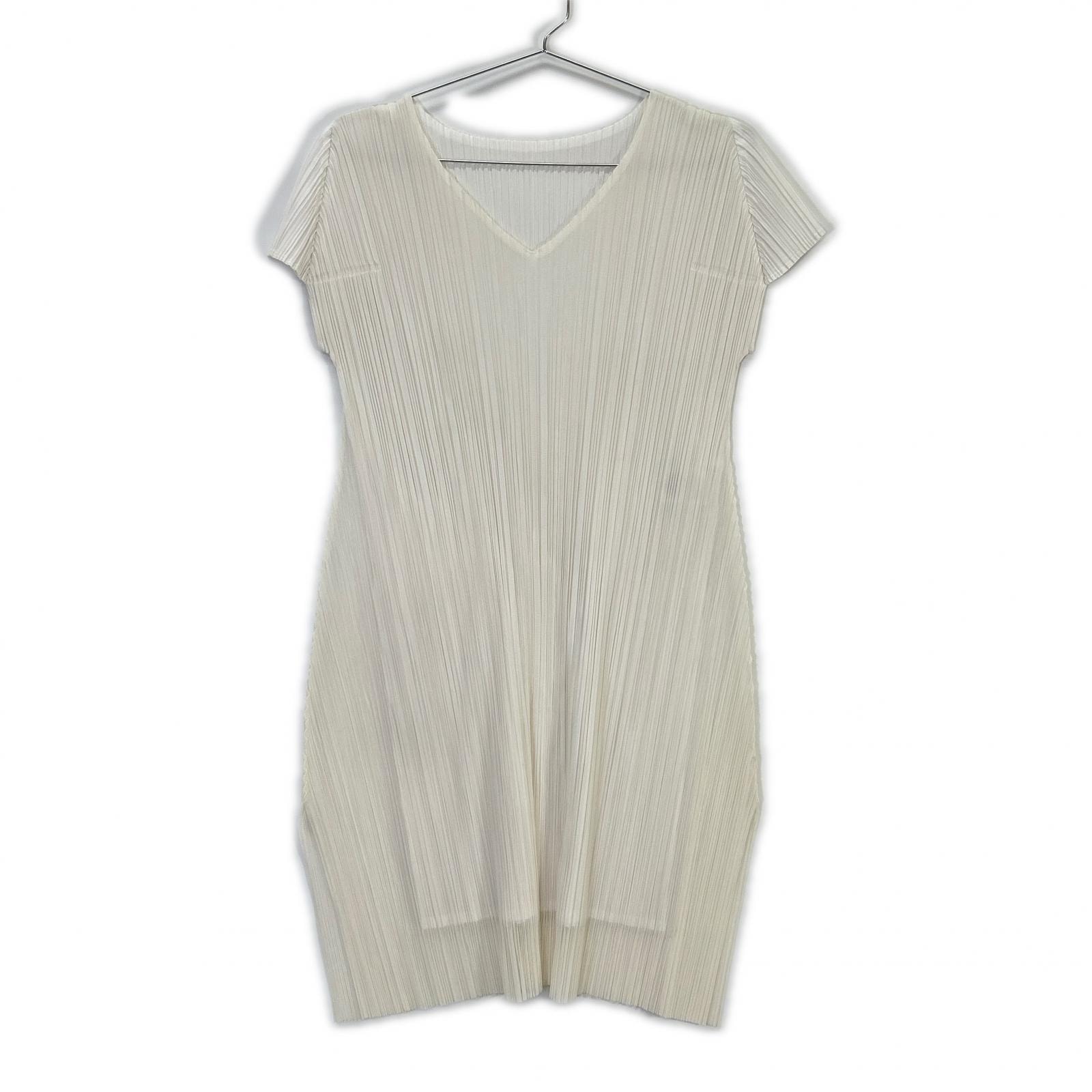 プリーツプリーズ ホワイト PP33-JT626  Vネック ワンピース 3