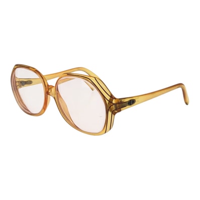 Christian Dior クリスチャンディオール ヴィンテージ オプチル サイズ52□14 オレンジ シルバー金具 プラスチック サングラス フレームのみ オーバル 604186 【中古】