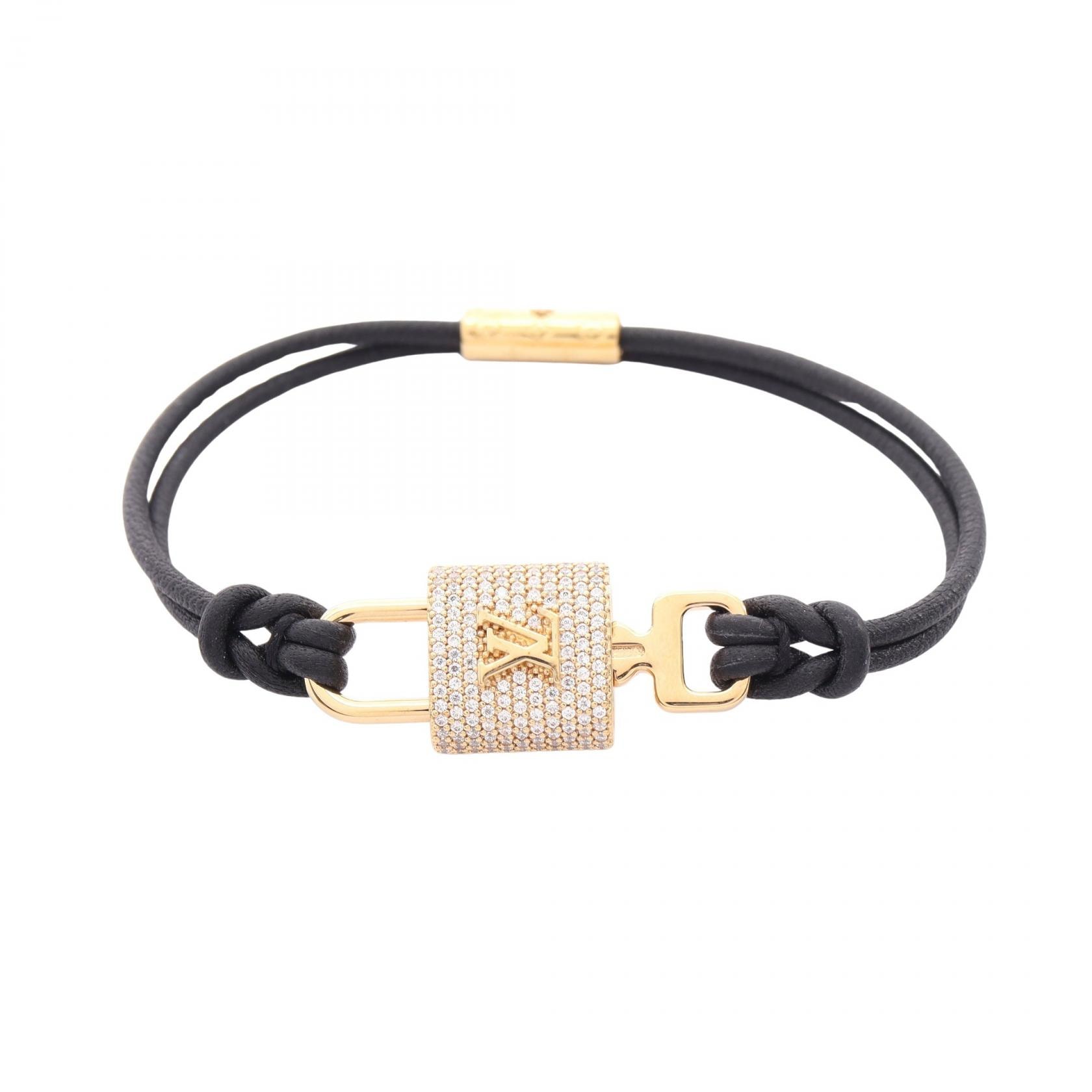 ルイ・ヴィトン LOUIS VUITTON LVパドロック ブレスレット アクセサリー GP(ゴールドメッキ) レザー ラインストーン レディース ゴールド系 / クリア系 / ブラック系 M8217F 【中古】