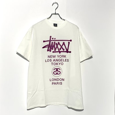STUSSY 25th Anniversary STOCK LOGO TEE White
