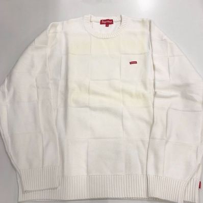 Supreme Tonal Checkerboard Small Box Sweater "White"