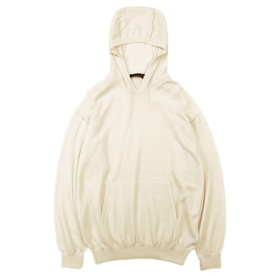 【美品】LOUIS VUITTON ルイ・ヴィトン ニット パーカー サイズ XXL メンズ 2019AW ロゴ プレート ロングスリーブ カシミヤ/シルク/ナイロン フーディー トップス アイボリー イタリア製