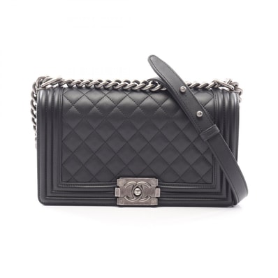 シャネル CHANEL ボーイシャネル アンティークシルバー金具 ショルダーバッグ バッグ ラムスキン(羊革) レディース ブラック系 A67086 【中古】