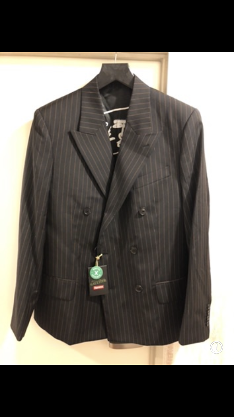 Supreme Jean Paul Gaultier Pinstripe Double Breasted Blazer "Black"