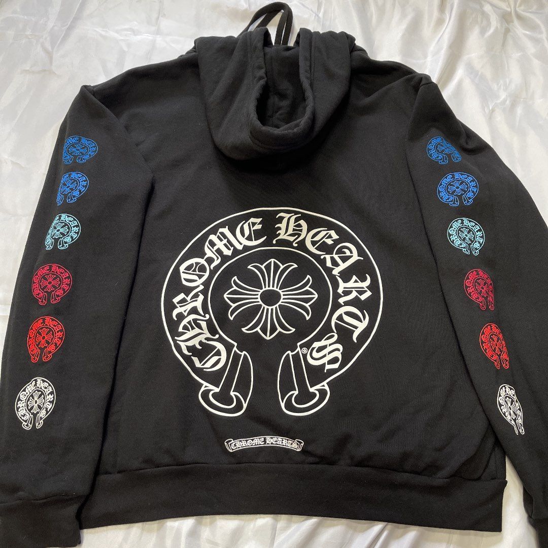 クロムハーツ マルチカラーロゴフーディー Lサイズ ブラック 黒