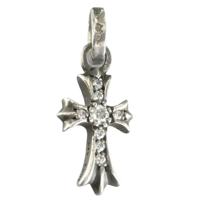 CHROME HEARTS クロムハーツ(原本無) CRS BBYFAT P DMND A ベイビーファット クロス チャーム アフターパヴェダイヤモンド ペンダントトップ シルバー系【中古】