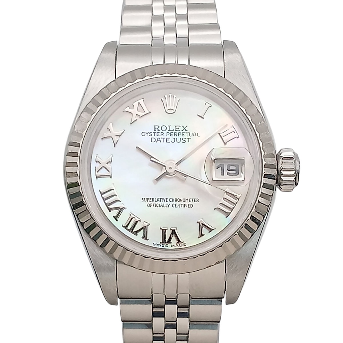 ROLEX ロレックス デイトジャスト 26mm MOP マザーオブパール ローマ数字 U番 ジュビリーブレス SS×WG 腕時計 69174NR K18ホワイトゴールド ステンレススチール シルバー マザーオブパール レディース【中古】