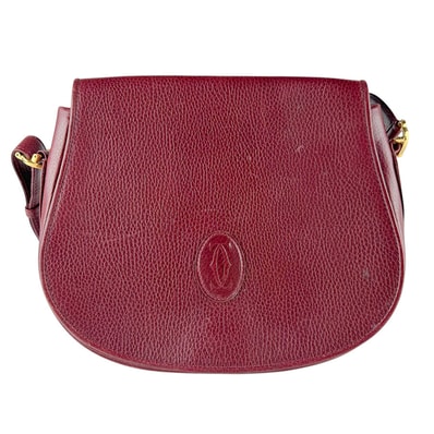 カルティエ CARTIER ショルダーバッグ マストライン レザー バーガンディ ゴールド レディース【中古】 z9343