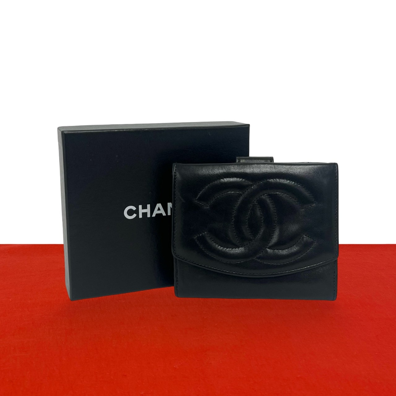 CHANEL シャネル デカココ ラムスキン 二つ折り財布 ブラック
 24969