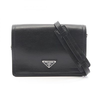 プラダ PRADA GLACE'CALF ショルダーバッグ バッグ レザー レディース ブラック系 1BD296 【中古】