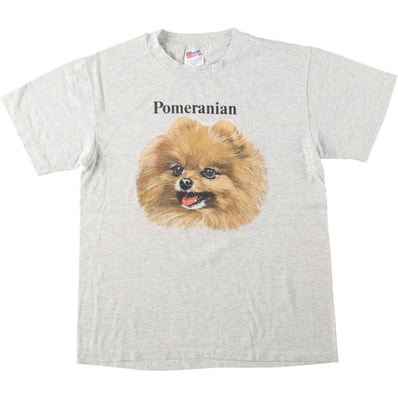 古着 90年代 ヘインズ Hanes HEAVYWEIGHT 50/50 POMERANIAN ポメラニアン 犬柄 アニマルTシャツ USA製 メンズM相当 ヴィンテージ/eaa664448