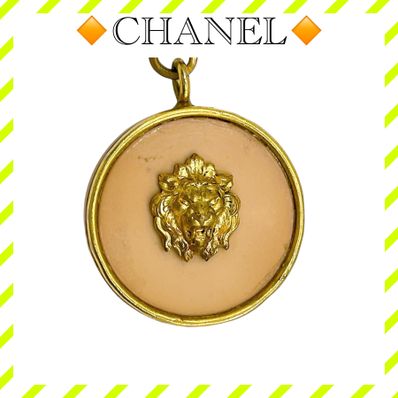 良品 シャネル ライオン チェーン ベルト 金 ゴールド ベージュ レディース