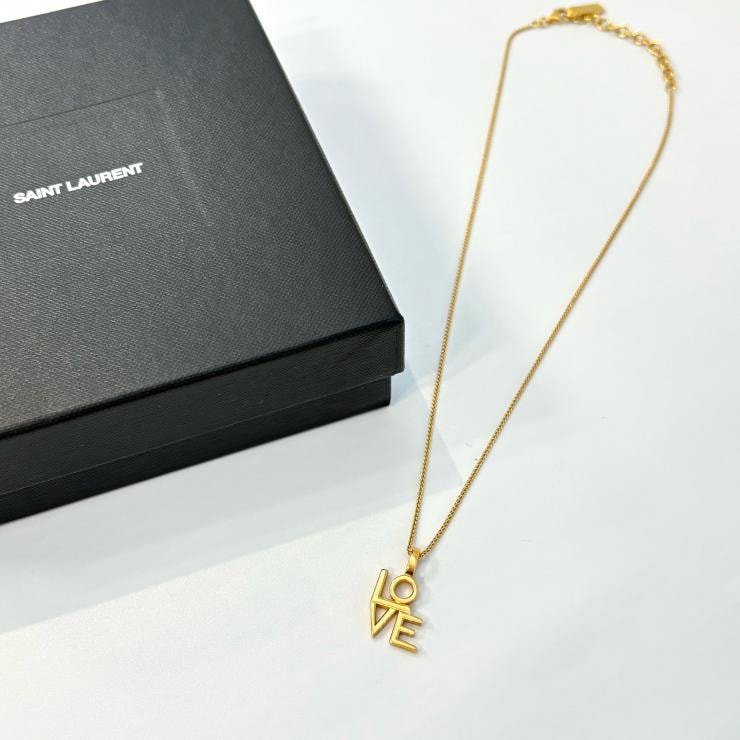 SAINT LAURENT LOVE チェーン ネックレス ゴールド 鑑定済み 正規品 サンローラン
