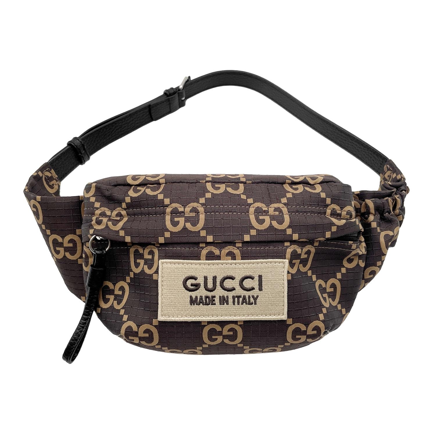 GUCCI グッチ GGジャガード リップストップ ウエストバッグ
 ベルトバッグ 767934 ナイロン ブラウン ユニセックス
 【中古】