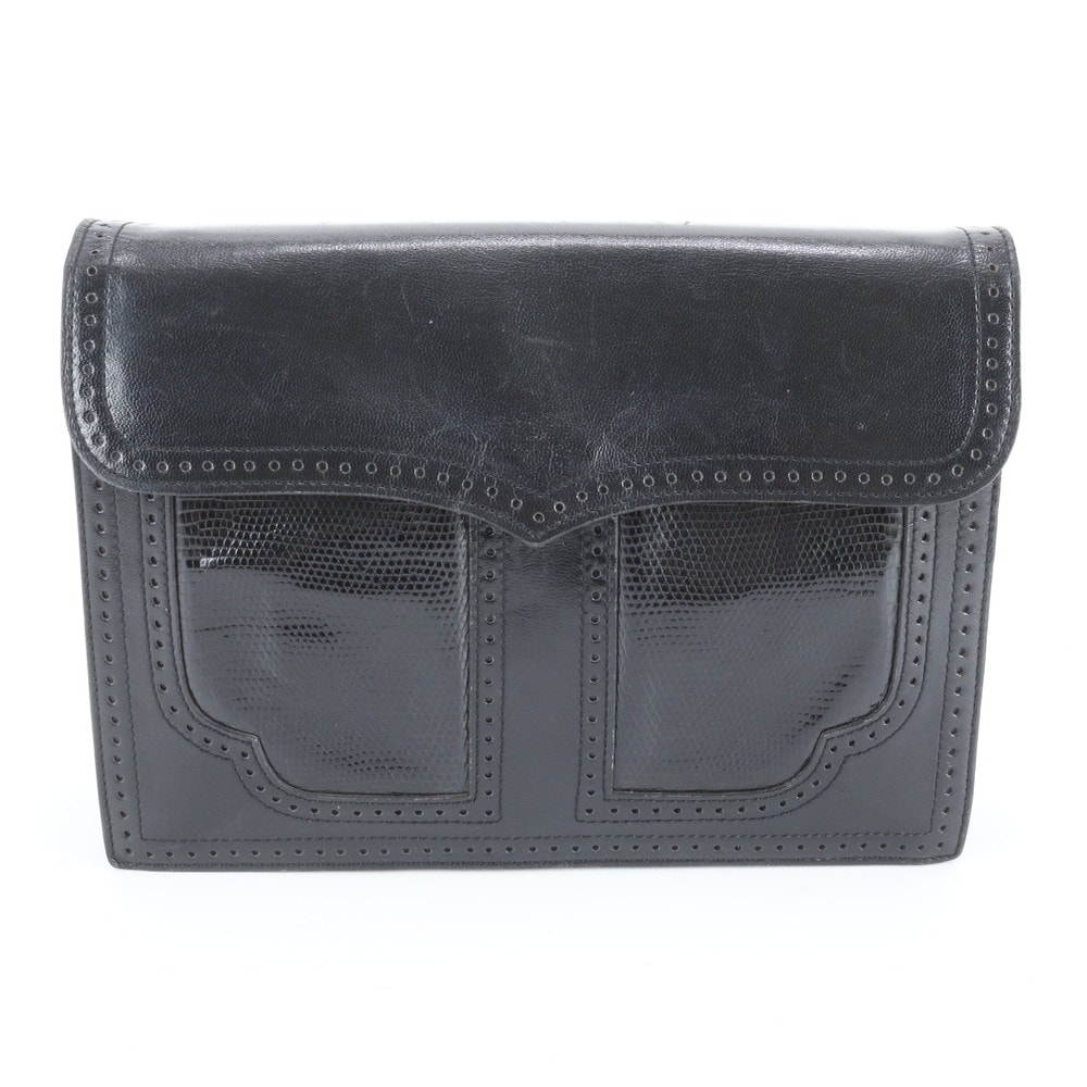 ■美品 イヴ サンローラン リザード エンボスクラッチ バッグ レザー