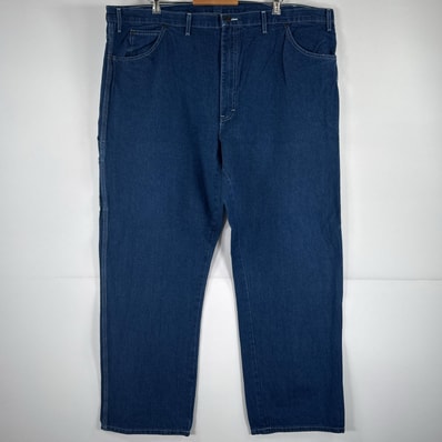 古着 ディッキーズ Dickies デニムパンツ ジーパン ワンポイント ロゴ ワークパンツ ペインターパンツ 大きいサイズ w48 L32 ブルー メンズ