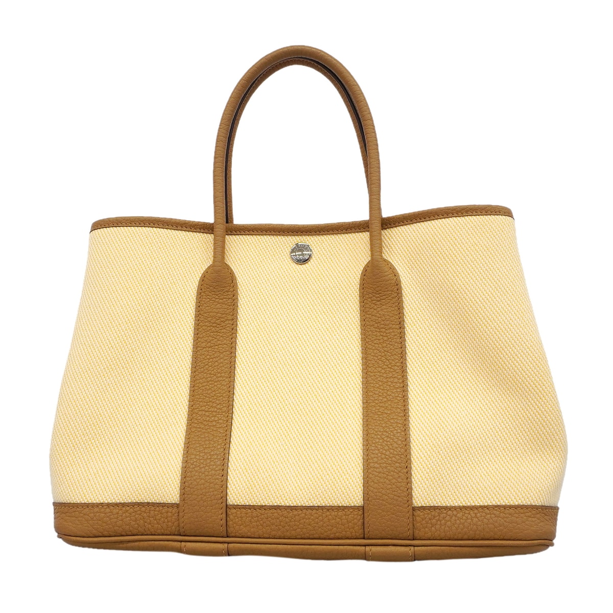 ★SALE【6kb1093】エルメス トートバッグ ガーデンパーティTPM トワルアッシュ チャイ シルバー金具 B刻印【中古】レディース