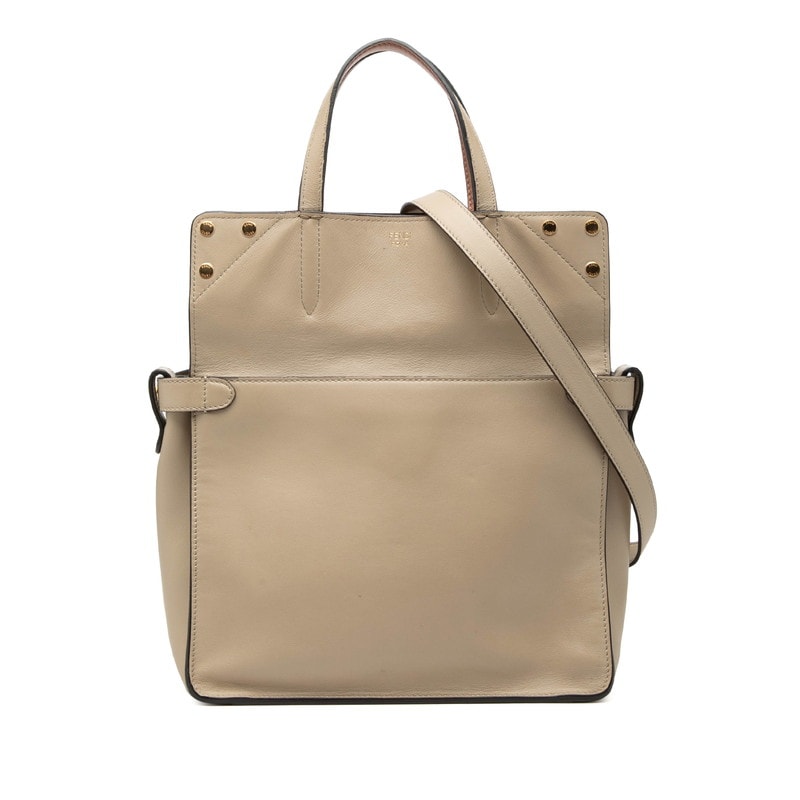 フェンディ フリップ スモール ハンドバッグ ショルダーバッグ 2WAY 8BT302 ベージュ レザー スウェード レディース FENDI 【中古】