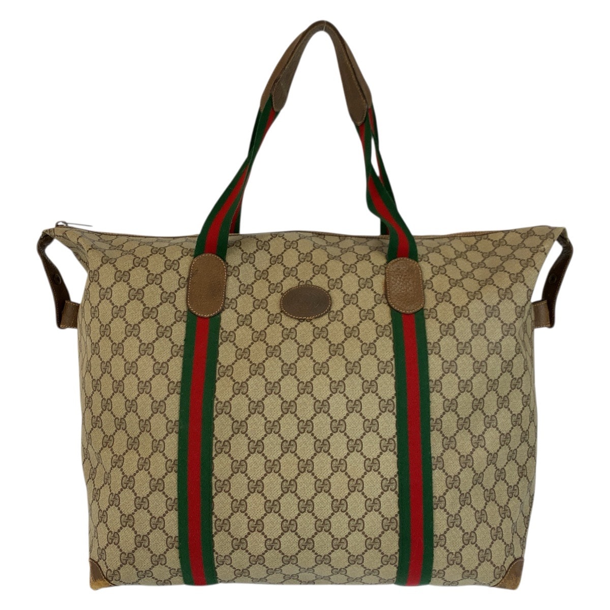 GUCCI グッチ ヴィンテージ シェリーライン ベージュ ブラウン GGスプリームキャンバス ボストンバッグ トートバッグ 601667 【中古】