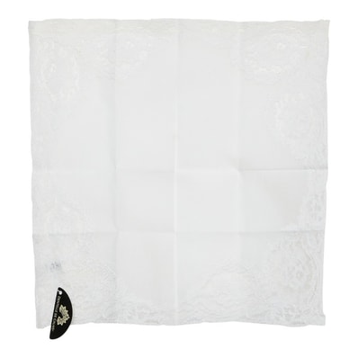 エルメス DENTELLE DE CALAIS ダンテル ド カライス レースハンカチ ホワイト コットン レディース HERMES 【中古】