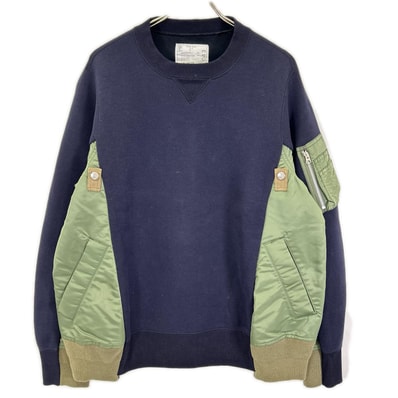 サカイ SCM-043 22AW ダークネイビー×カーキ Sponge Sweat MA-1 Pullover ドッキングスウェット 3