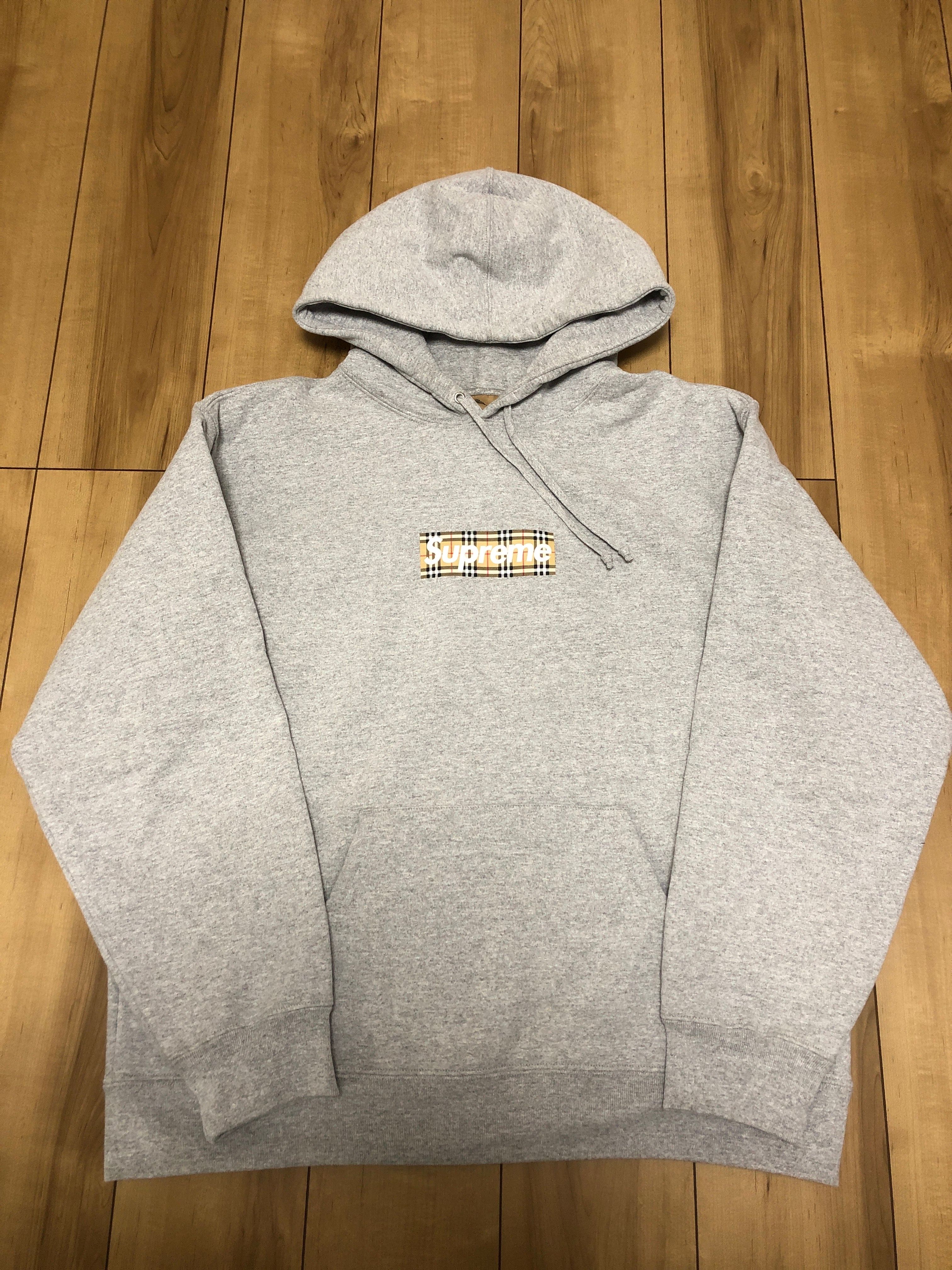 Supreme / Burberry Box Logo Hooded Sweatshirt "Heather Grey"