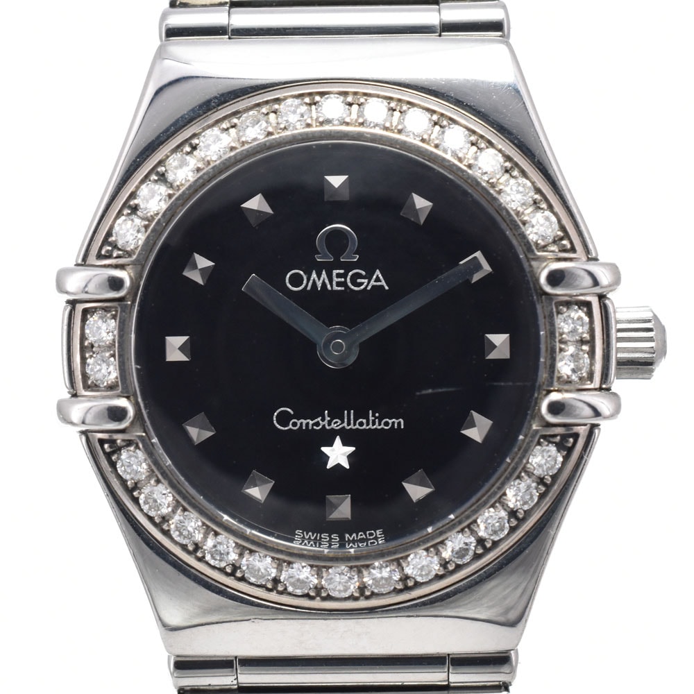 オメガ OMEGA 1465.51 コンステレーション マイチョイス ダイヤモンドベゼル ブラック クォーツ レディース 良品 腕時計 L#148139