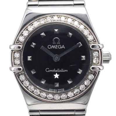 オメガ OMEGA 1465.51 コンステレーション マイチョイス ダイヤモンドベゼル ブラック クォーツ レディース 良品 腕時計 L#148139