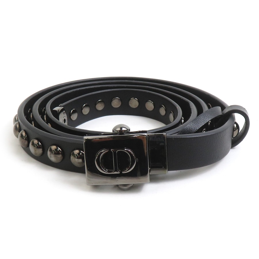 クリスチャンディオール Christian Dior ベルト レザー/メタル ブラック ユニセックス【中古】 r11060g